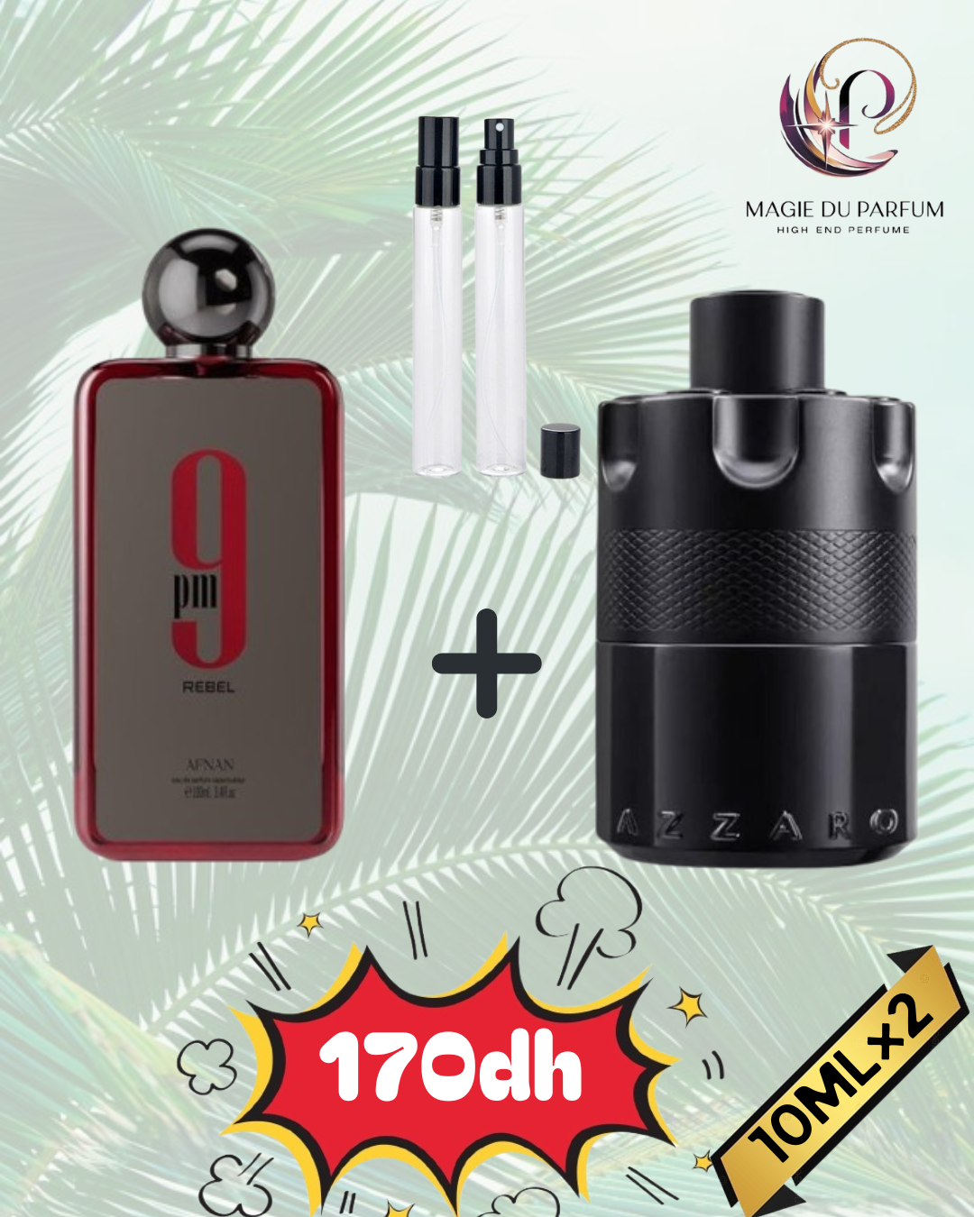 10ml Afnan 9Pm Rebel EDP+10ml Azzaro The Most Wanted EDP Intense