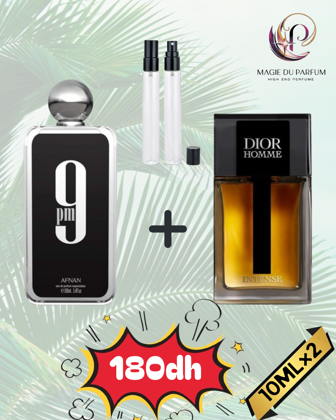 10ml Afnan 9Pm EDP+10ml Dior Homme Intense