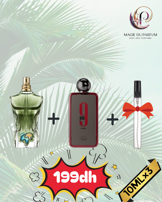 10ml JPG Le Beau Paradise Garden +10ml Afnan 9Pm Rebel EDP+décante 10ml Gratuit