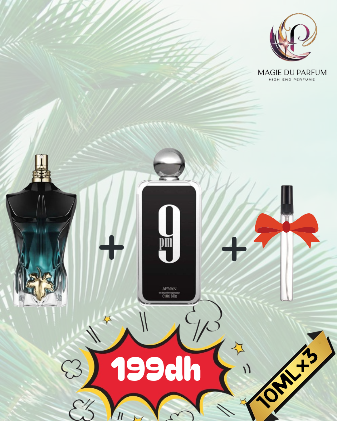 10ml JPG Le Beau Le Parfum +10ml Afnan 9Pm EDP+Décante 10ml Gratuit